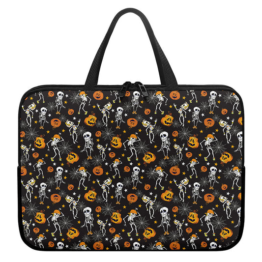 Halloween Skeleton Party Pattern Print Laptop Sleeve With Handle