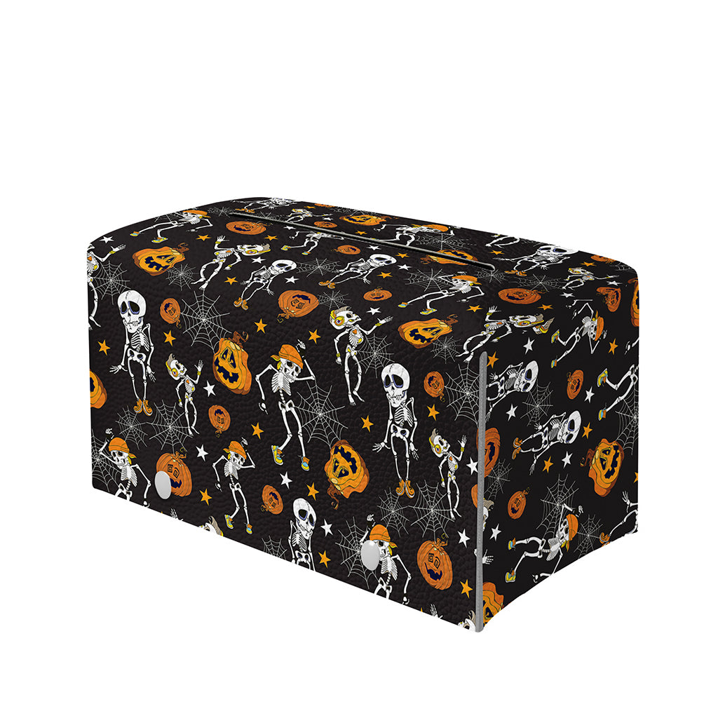 Halloween Skeleton Party Pattern Print Leather Tissue Box Cover