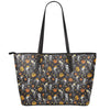 Halloween Skeleton Party Pattern Print Leather Tote Bag