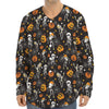 Halloween Skeleton Party Pattern Print Long Sleeve Baseball Jersey