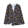 Halloween Skeleton Party Pattern Print Long Sleeve Short Coat