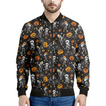 Halloween Skeleton Party Pattern Print Men's Bomber Jacket