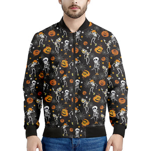 Halloween Skeleton Party Pattern Print Men's Bomber Jacket