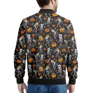 Halloween Skeleton Party Pattern Print Men's Bomber Jacket