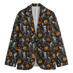 Halloween Skeleton Party Pattern Print Men's Cotton Blazer