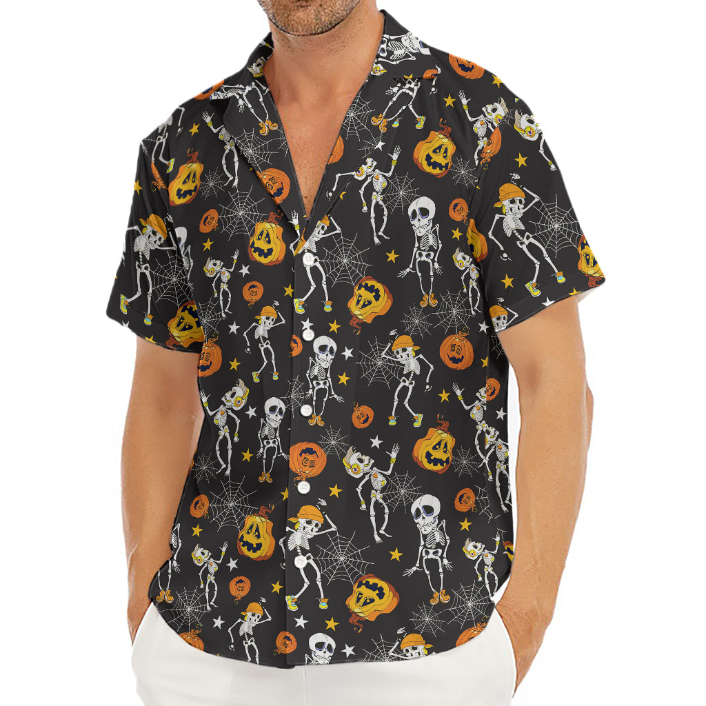 Halloween Skeleton Party Pattern Print Men's Deep V-Neck Shirt