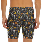 Halloween Skeleton Party Pattern Print Men's Long Boxer Briefs