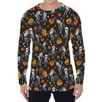 Halloween Skeleton Party Pattern Print Men's Long Sleeve T-Shirt