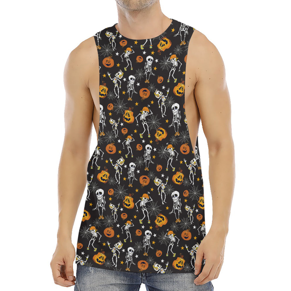 Halloween Skeleton Party Pattern Print Men's Muscle Tank Top