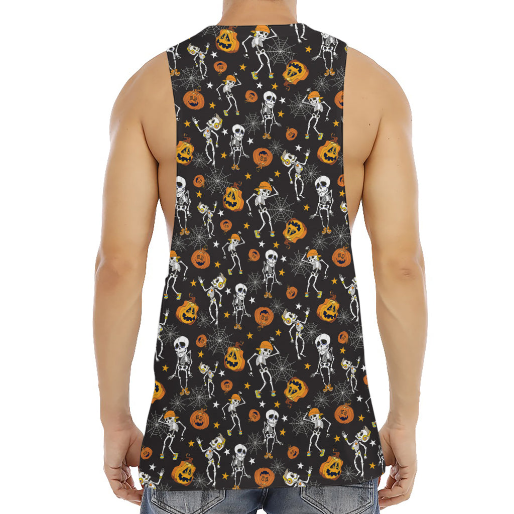 Halloween Skeleton Party Pattern Print Men's Muscle Tank Top