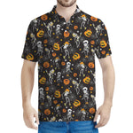 Halloween Skeleton Party Pattern Print Men's Polo Shirt