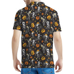 Halloween Skeleton Party Pattern Print Men's Polo Shirt