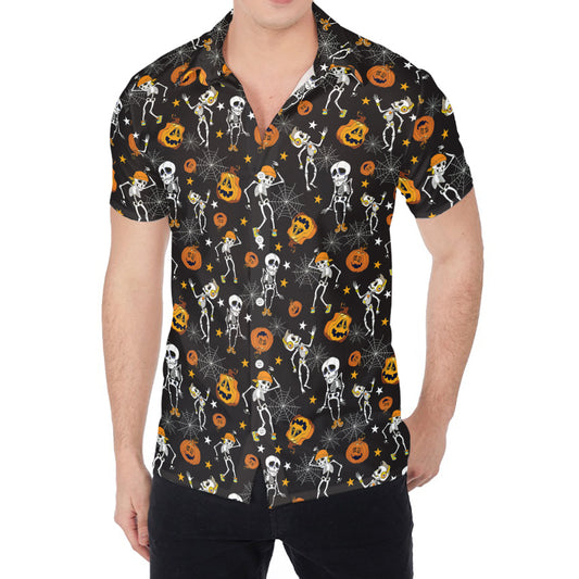 Halloween Skeleton Party Pattern Print Men's Shirt