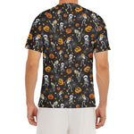 Halloween Skeleton Party Pattern Print Men's Short Sleeve Rash Guard