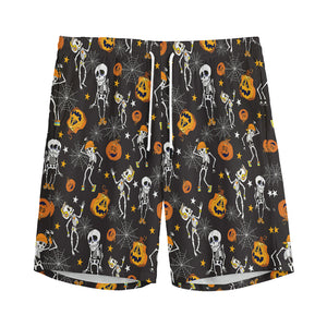 Halloween Skeleton Party Pattern Print Men's Sports Shorts