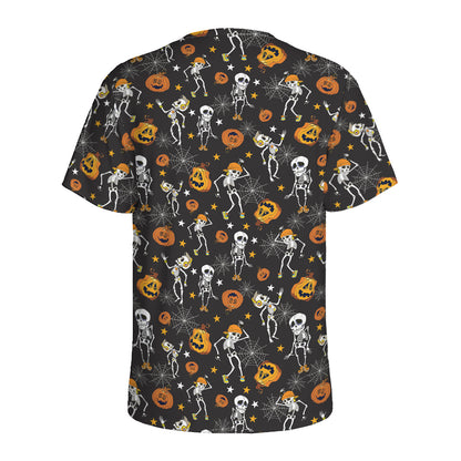 Halloween Skeleton Party Pattern Print Men's Sports T-Shirt