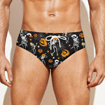 Halloween Skeleton Party Pattern Print Men's Swim Briefs