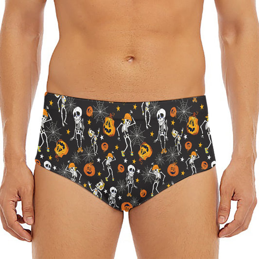 Halloween Skeleton Party Pattern Print Men's Triangle Swim Briefs