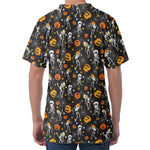 Halloween Skeleton Party Pattern Print Men's Velvet T-Shirt
