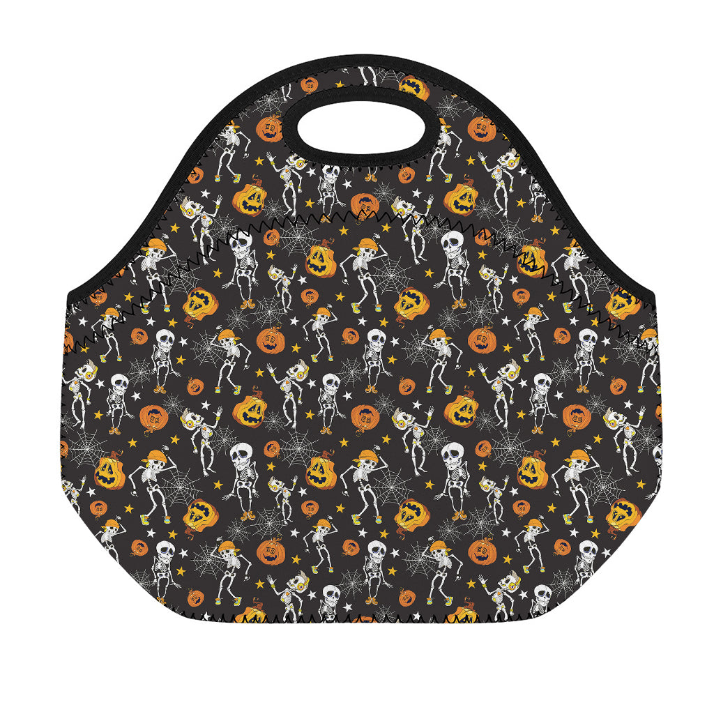 Halloween Skeleton Party Pattern Print Neoprene Lunch Bag