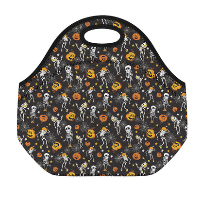 Halloween Skeleton Party Pattern Print Neoprene Lunch Bag