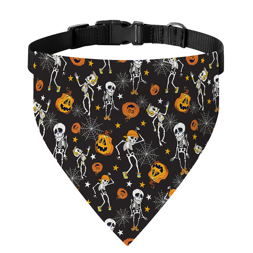 Halloween Skeleton Party Pattern Print Over The Collar Dog Bandana