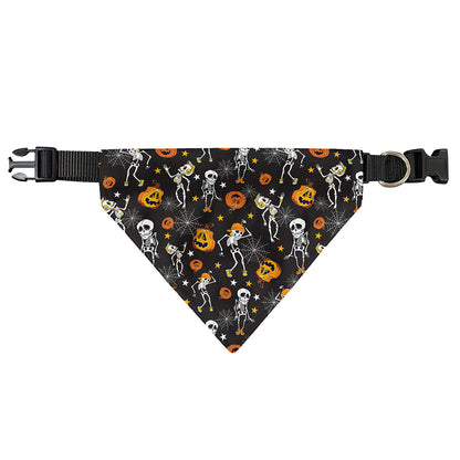 Halloween Skeleton Party Pattern Print Over The Collar Dog Bandana