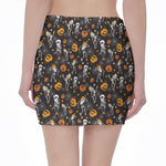 Halloween Skeleton Party Pattern Print Pencil Mini Skirt