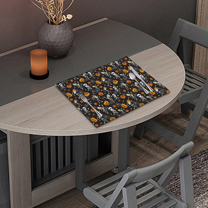 Halloween Skeleton Party Pattern Print Placemat