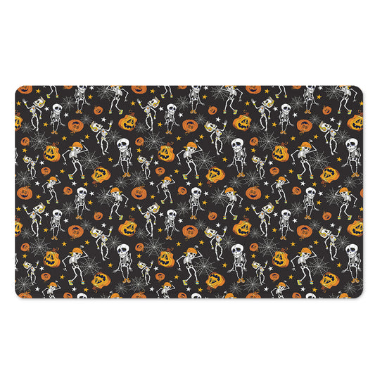 Halloween Skeleton Party Pattern Print Polyester Doormat