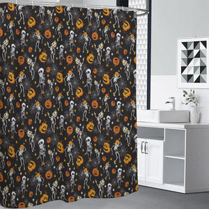 Halloween Skeleton Party Pattern Print Premium Shower Curtain