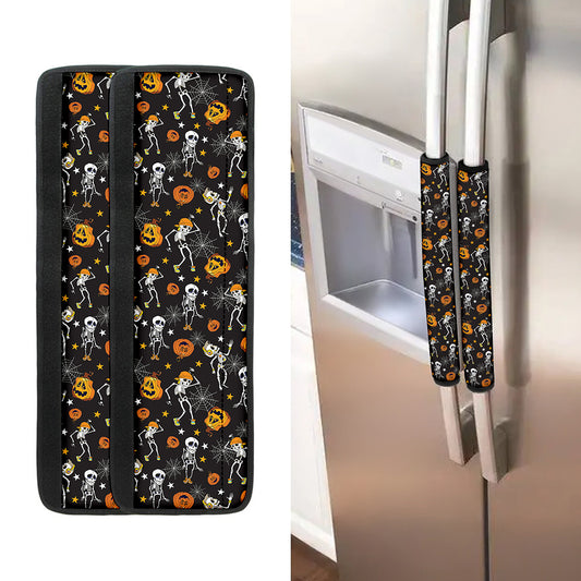 Halloween Skeleton Party Pattern Print Refrigerator Handle Covers