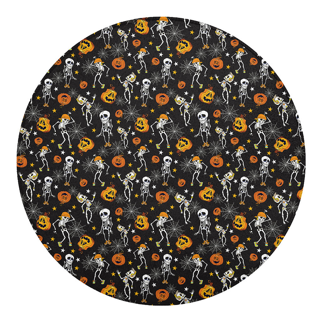 Halloween Skeleton Party Pattern Print Round Blanket
