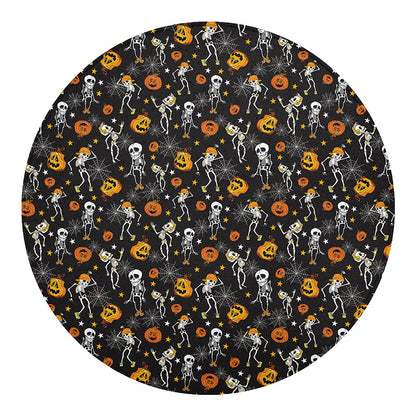 Halloween Skeleton Party Pattern Print Round Blanket