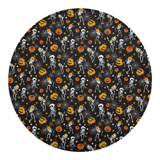 Halloween Skeleton Party Pattern Print Round Blanket