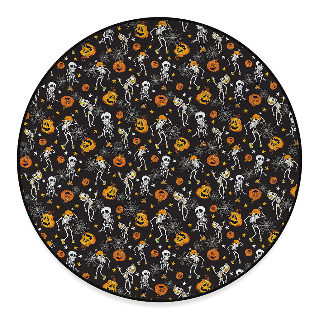 Halloween Skeleton Party Pattern Print Round Floor Mat