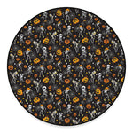 Halloween Skeleton Party Pattern Print Round Floor Mat