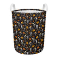 Halloween Skeleton Party Pattern Print Round Laundry Basket