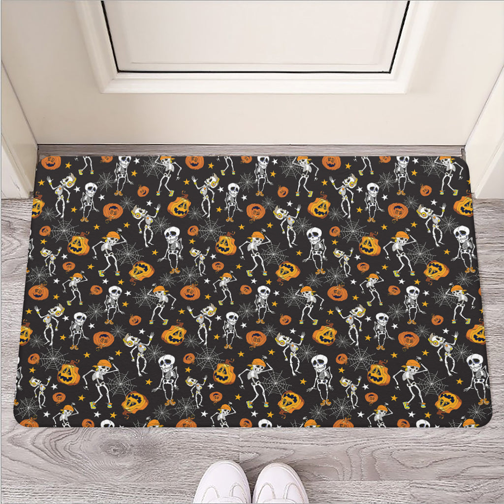 Halloween Skeleton Party Pattern Print Rubber Doormat