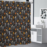 Halloween Skeleton Party Pattern Print Shower Curtain