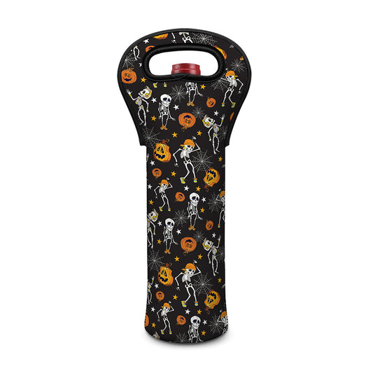 Halloween Skeleton Party Pattern Print Single Neoprene Wine Tote