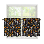 Halloween Skeleton Party Pattern Print Tier Curtains