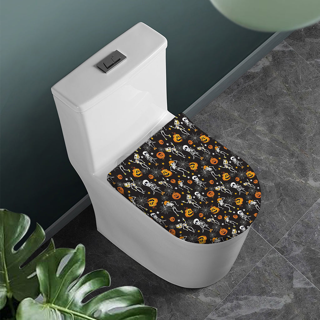 Halloween Skeleton Party Pattern Print Toilet Lid Cover