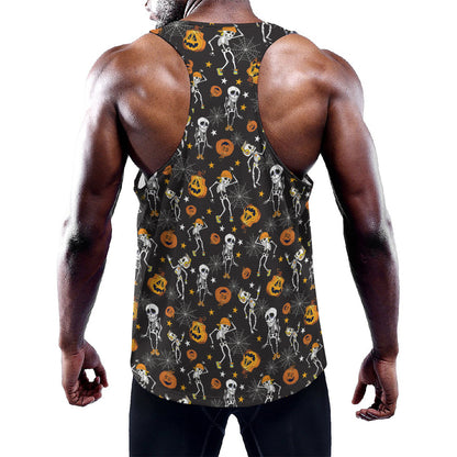 Halloween Skeleton Party Pattern Print Training Tank Top