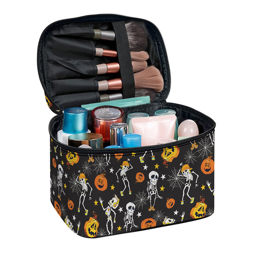 Halloween Skeleton Party Pattern Print Travel Makeup Bag