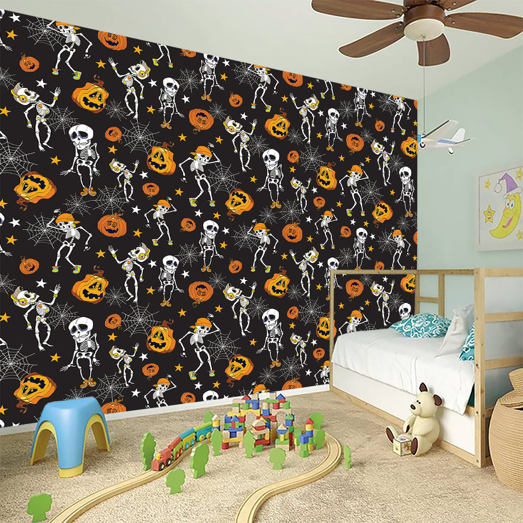 Halloween Skeleton Party Pattern Print Wall Sticker