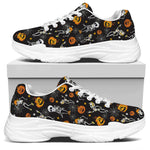 Halloween Skeleton Party Pattern Print White Chunky Shoes