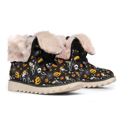 Halloween Skeleton Party Pattern Print Winter Boots