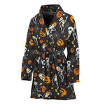 Halloween Skeleton Party Pattern Print Women's Bathrobe