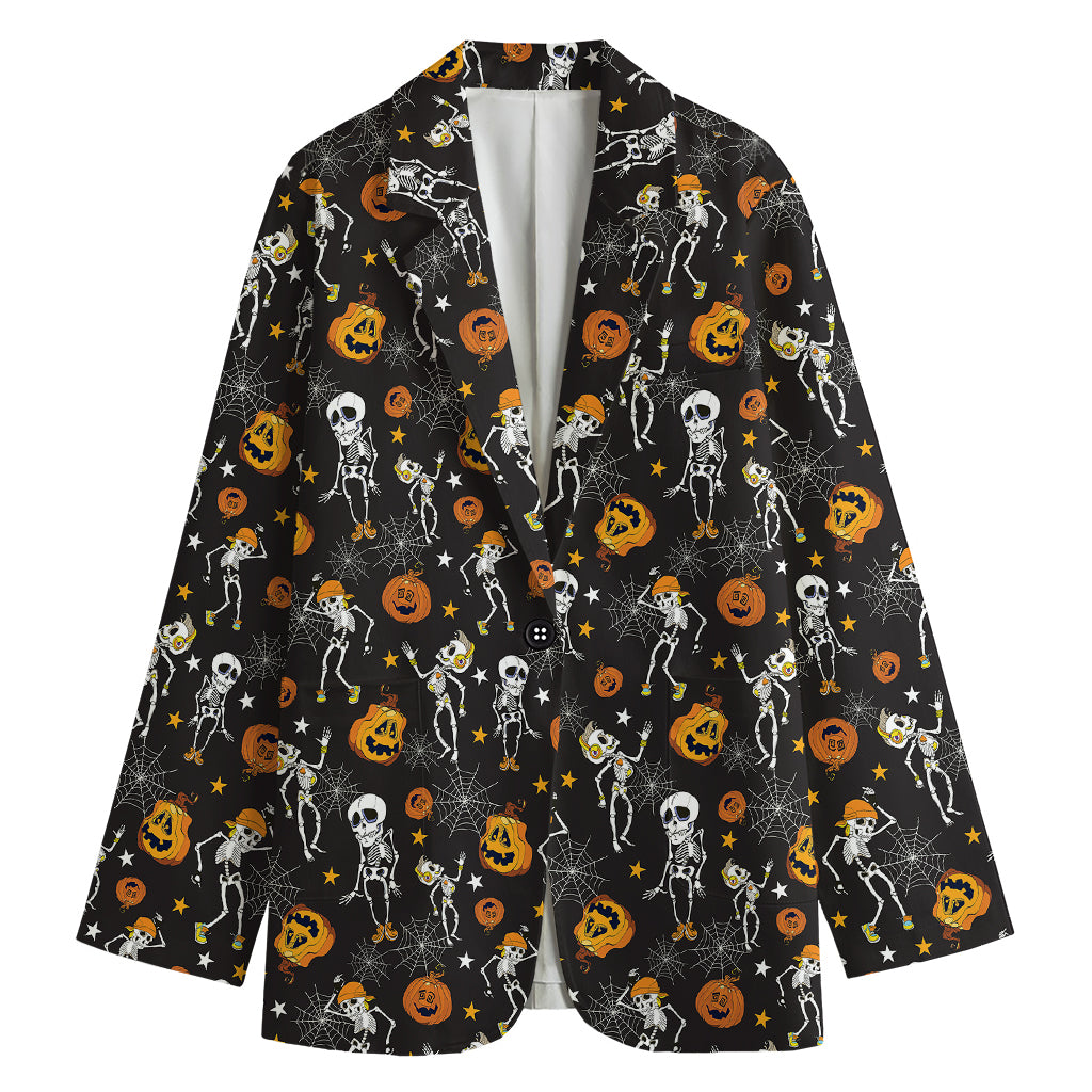 Halloween Skeleton Party Pattern Print Women's Blazer